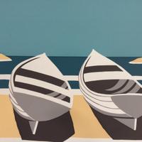 serigrafia originale anni 70 sogg Barche