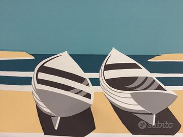 serigrafia originale anni 70 sogg Barche