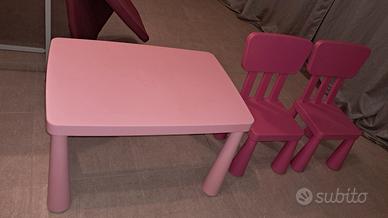 tavolino e 2 sedie per bambini  rosa e furia 