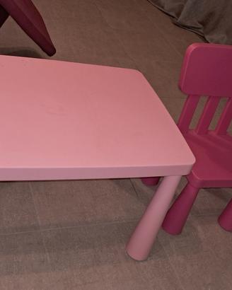 tavolino e 2 sedie per bambini  rosa e furia 