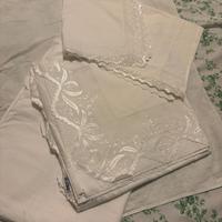 Completo letto lenzuola cotone vintage ricamato