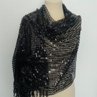 Stola elegante paillettes da sera nera e argento