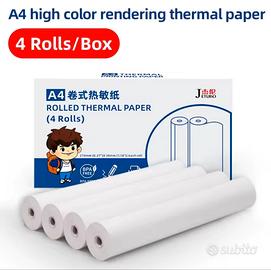 4 rolli carta termica per stampante termica A4