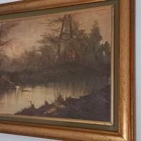 Quadro ad olio con paesaggio naturalistico