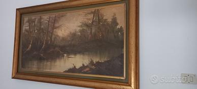 Quadro ad olio con paesaggio naturalistico