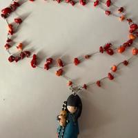 Collana artigianale corallo bamboo + Gorjuss