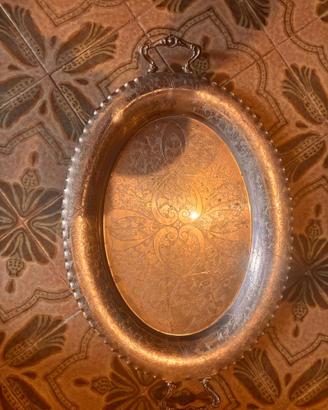 ✨ Vassoio vintage argentato lavorato – Made in Ita