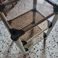 Mobiletto TV stereo in vetro e alluminio