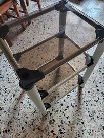 Mobiletto TV stereo in vetro e alluminio