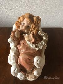 Statuetta angelo su nuvola in resina