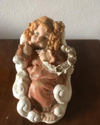 Statuetta angelo su nuvola in resina