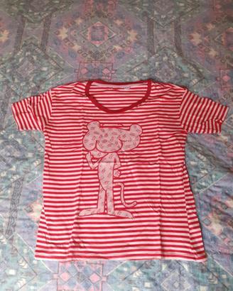 Maglietta Pink Panther righe rosse e bianche