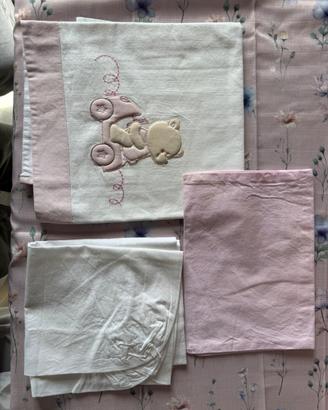 Completo culla neonato coperta + lenzuola rosa