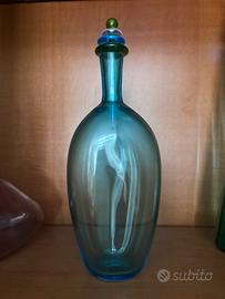 Bottiglia Murano Azzurra con Tappo Colorato