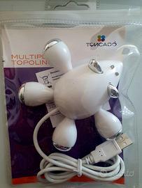 Presa multipla con 4 porte USB a forma di topolino