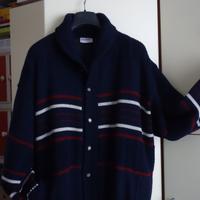 Cardigan uomo, blu rigato, imbottitura interna. 52