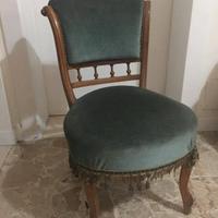 Sedia antica fine ‘800 in noce con velluto verde