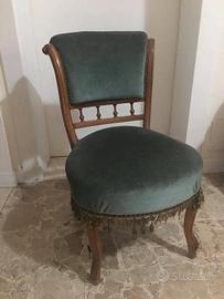 Sedia antica fine ‘800 in noce con velluto verde