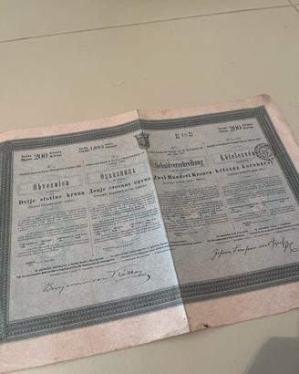 Obbligazione Bosnia Erzegovina 1895 Scripofilia