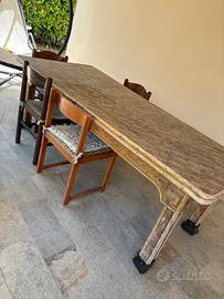 TAVOLO IN VIMINI DA ESTERNO + 4 SEDIE LEGNO € 49