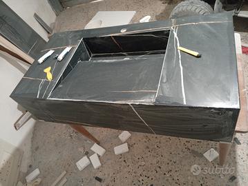 lavandino in piastrelle realizzato a mano