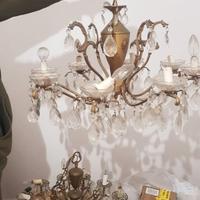 2 lampadari vintage con gocce cristallo