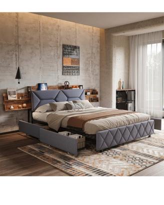 Letto imbottito con contenitori scorrevoli 160x200