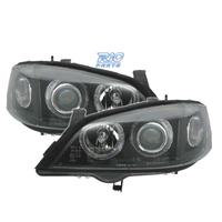 FARI PER OPEL ASTRA G 97-04 ANGEL EYES FONDO NERO 