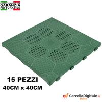 15 Piastrelle pavimento plastica verde drenante