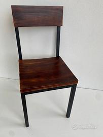 Sedia Nuova Loft Industriale Metallo Nero e Legno