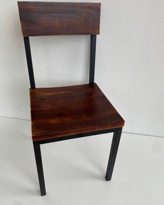 Sedia Nuova Loft Industriale Metallo Nero e Legno