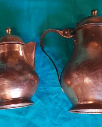Coppia Brocche Caraffe in Rame Vintage – Set Arred