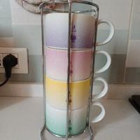 Set 4 Tazze Bialetti da capuccino + supporto