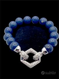 BRACCIALE ORO BIANCO 18 KT LAPISLAZZULI diamanti