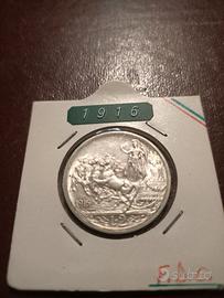 MONETA 2 LIRE 1916 IN ARGENTO 