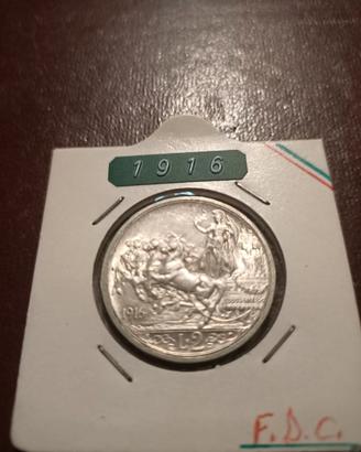 MONETA 2 LIRE 1916 IN ARGENTO 
