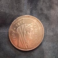 Moneta da 1000 lire del 1970 in argento. Nuova