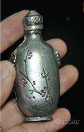 Snuff bottle cinese vintage - argento tibetano e s