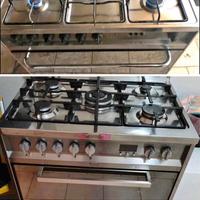 Cucina gas acciaio inox 5 fuochi forno gas/elettri