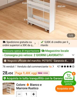 mobiletto con ruote da cucina 