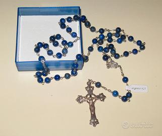 Rosario in argento 925 con grani in lapislazzulo
