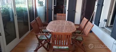 Tavolo outdoor allungabile in teak + 6 sedie