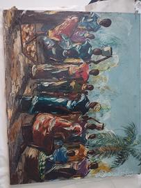 pittura a coltello - mercato africano 