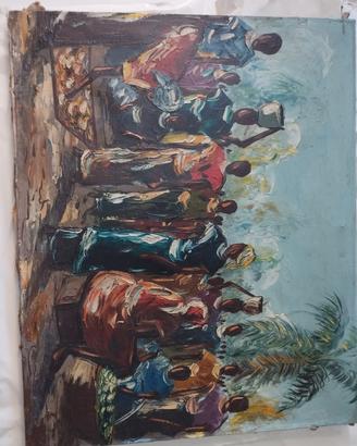 pittura a coltello - mercato africano 