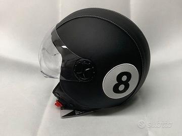 casco 8 nero visiera vespa rivestito in ecopelle