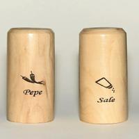 Saliera e pepiera set  legno di ulivo contenitore