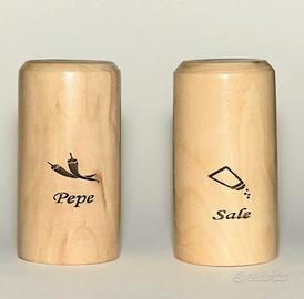 Saliera e pepiera set  legno di ulivo contenitore