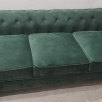 Divano poltrona seminuovo verde scuro chesterfield