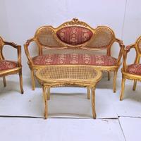 Salottino vintage panca due poltrone e tavolino