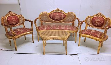 Salottino vintage panca due poltrone e tavolino